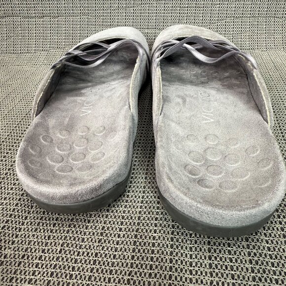 Vionic Claire Womens Size 9 Gray Suede Slip-On Mule Sandals With Elastic Straps - Picture 9 of 9